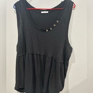 Maurices Black Tank Top with Button Detail